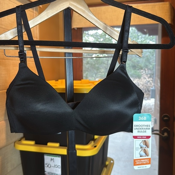 NWT Warner's Simply Perfect Underarm Smoothing Seamless Wireless Bra Black 36B - Picture 5 of 10